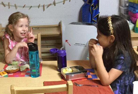 Lunchtime at school is a big step in a preschooler's life!