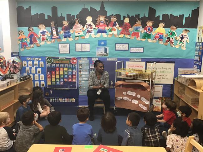 Our Location/Education Director, Monique Tabbs, meets with the Pre-K children about the IPS food drive with City Harvest NYC.