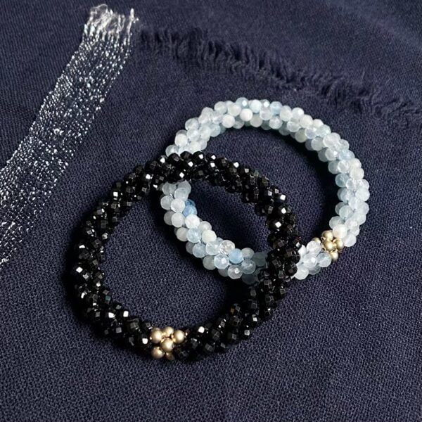 Gorgeous Beaded Gemstone Bracelet Pair (Black Spinel and Aquamarine) from Park & Lex Jewelry